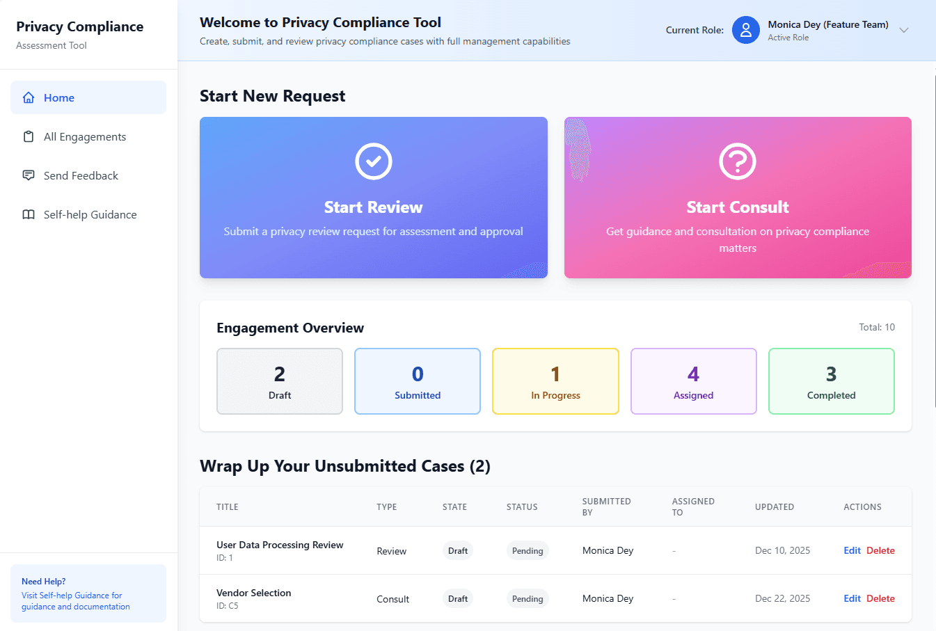 Homepage Draft Section