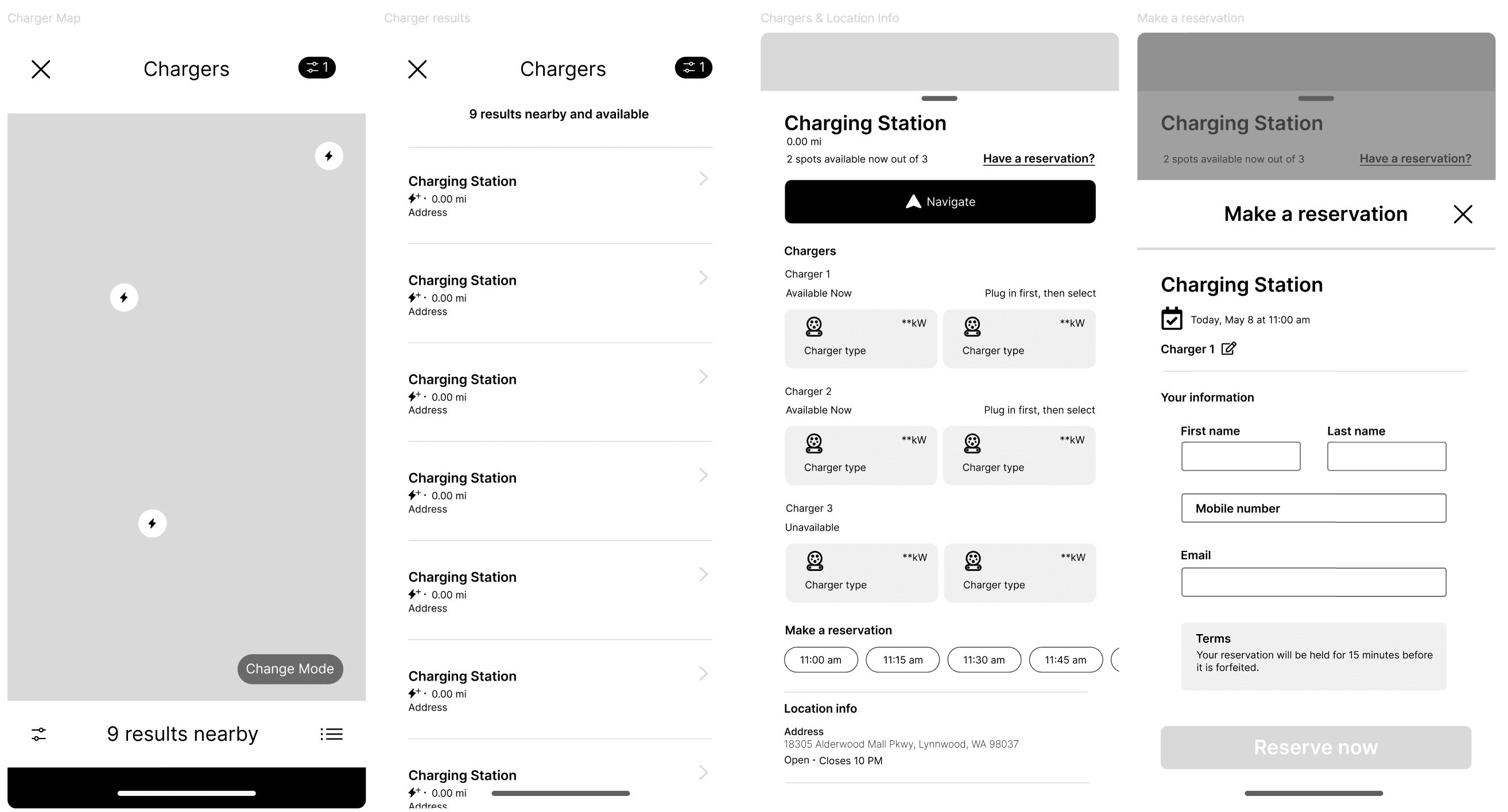 Wireframe 3: Start session and track charging