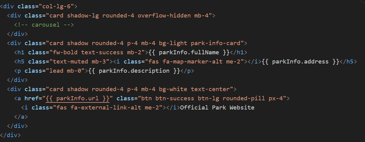 Figure 5: Park detail page + carousel sections