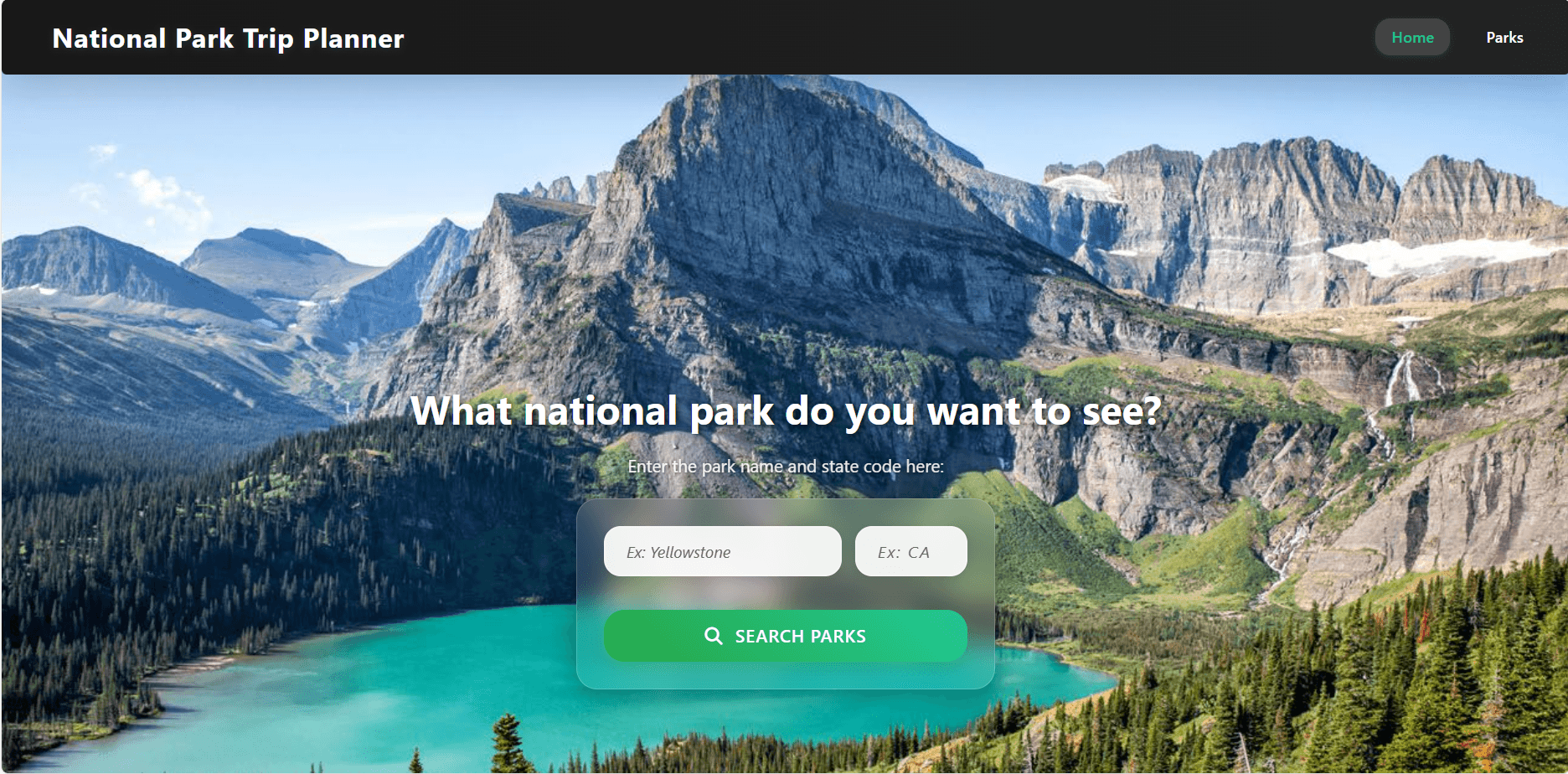 Final UI: Trip Planner homepage